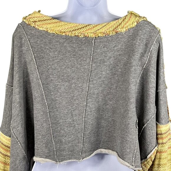Free People Womens S Catalina Pullover Cropped Sweatshirt Top Bell Sleeve Beachy - Picture 7 of 12